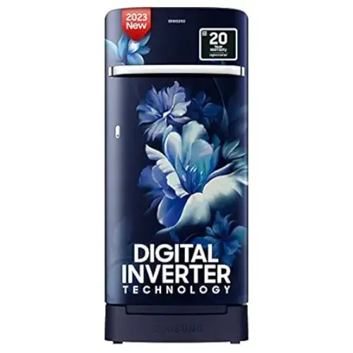 Samsung 189L 5 Star Inverter Direct-Cool Single Door Refrigerator (RR21C2H25UZ/HL Midnight Blossom Blue) Base Stand Drawer